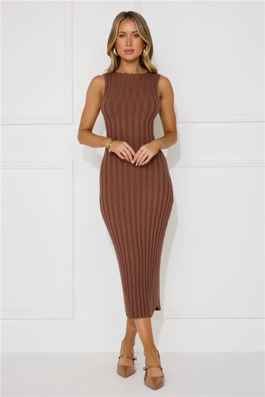 Sent With Love Ribbed Midi Dress Brown sold by Hello Molly product image thumbnail 3