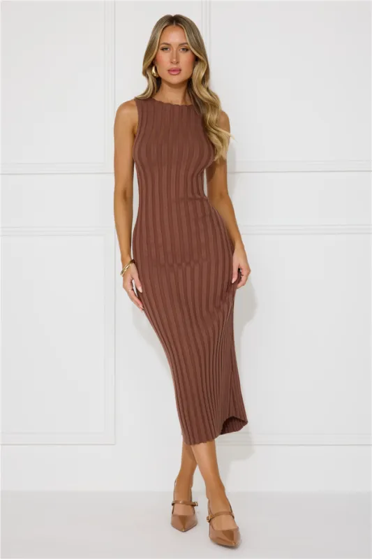 Sent With Love Ribbed Midi Dress Brown sold by Hello Molly