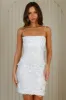 Absorbing Beauty Sequin Mesh Mini Dress White sold by Hello Molly