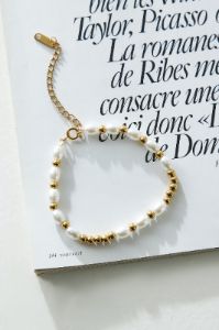 18k Gold Plated Sea Washed Pearls Bracelet Gold sold by Hello Molly