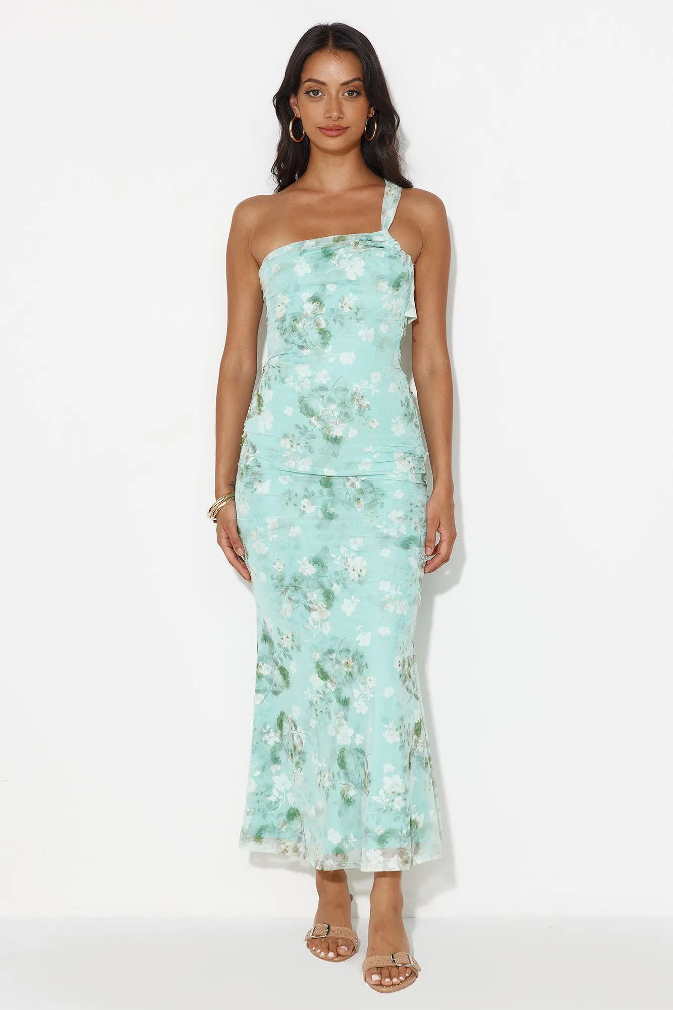 Lilly Grove One Shoulder Maxi Dress Green sold by Hello Molly