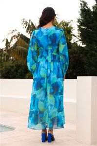 Spring Waterfall Long Sleeve Maxi Dress Blue sold by Hello Molly