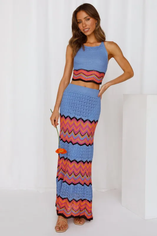 Tight Knit Maxi Skirt Blue sold by Hello Molly