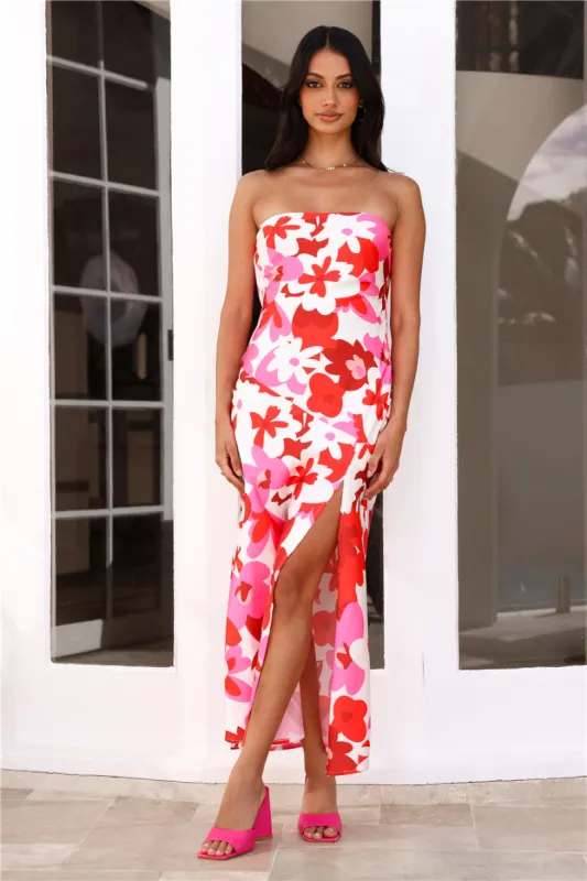 Express It All Strapless Satin Maxi Dress White sold by Hello Molly