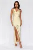 HELLO MOLLY The Loretta Cowl Satin Maxi Dress Yellow sold by Hello Molly