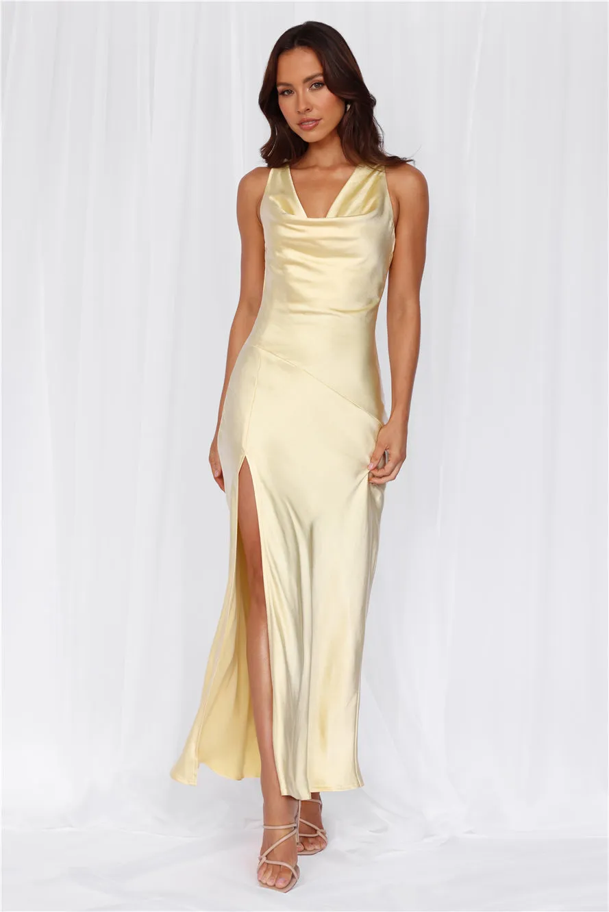 HELLO MOLLY The Loretta Cowl Satin Maxi Dress Yellow sold by Hello Molly product image thumbnail 4