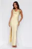HELLO MOLLY The Loretta Cowl Satin Maxi Dress Yellow sold by Hello Molly