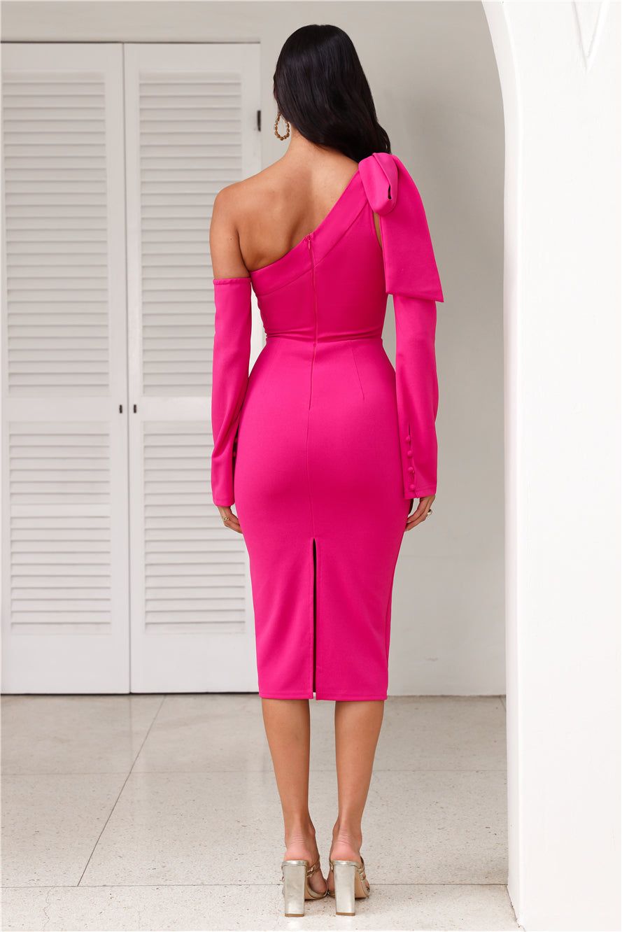 Fine Night Out Long Sleeve Midi Dress Fuchsia sold by Hello Molly product image thumbnail 5