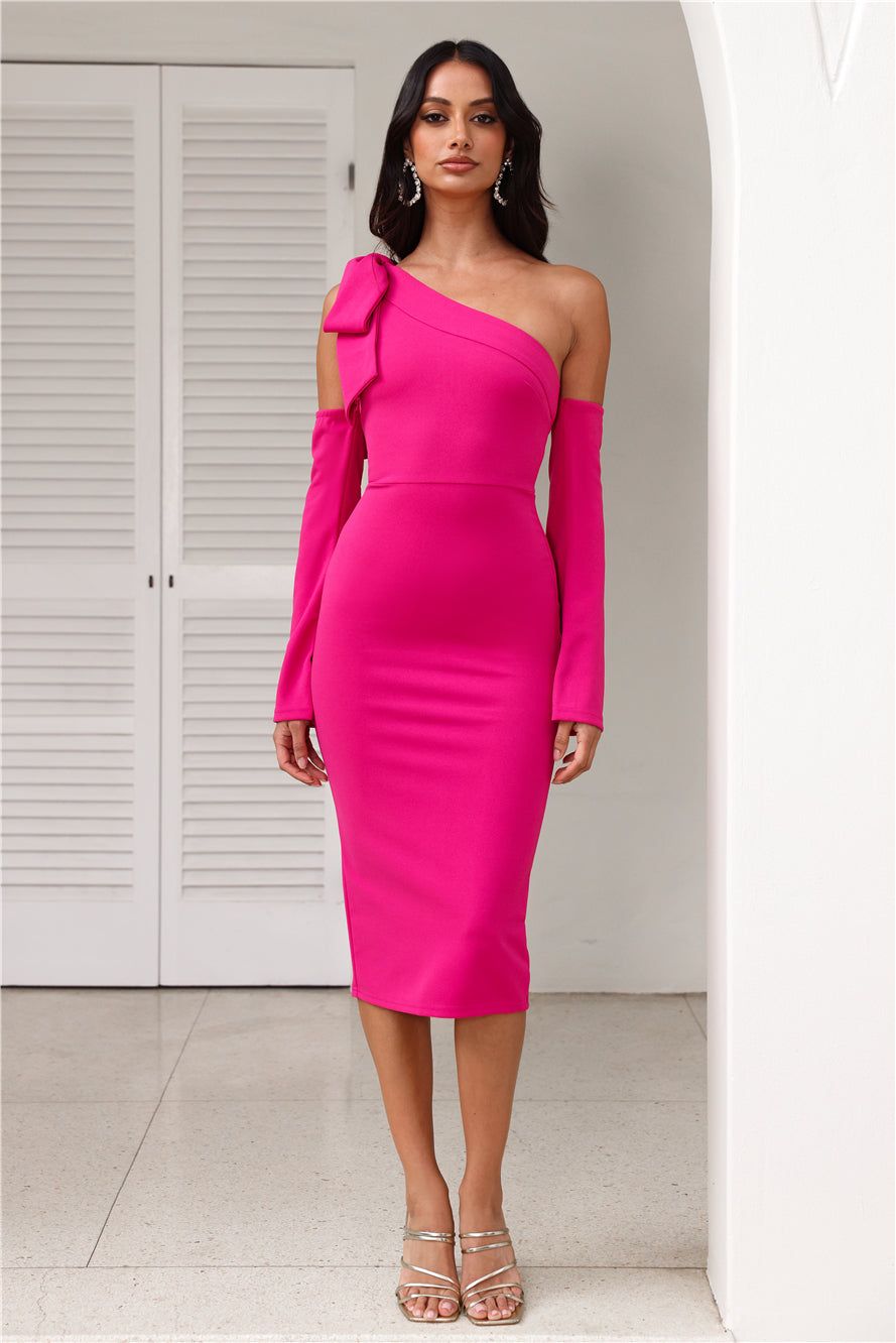 Fine Night Out Long Sleeve Midi Dress Fuchsia sold by Hello Molly product image thumbnail 3
