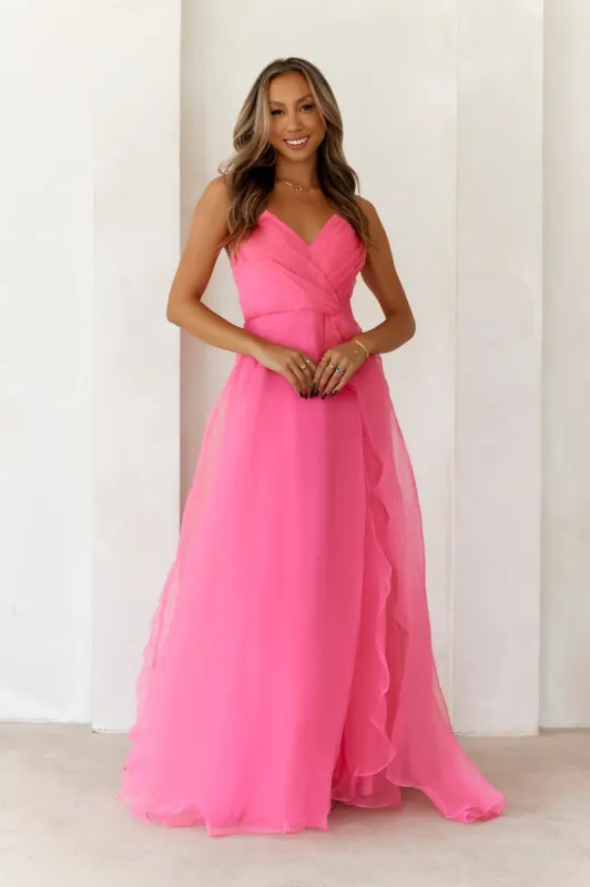 Queen Of The Ball Strapless Maxi Dress Pink sold by Hello Molly