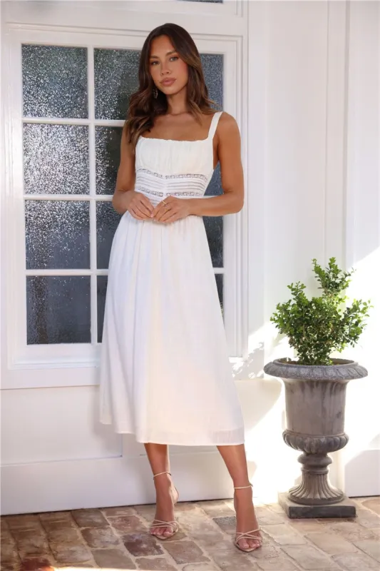 Summertime Romance Linen Midi Dress White sold by Hello Molly