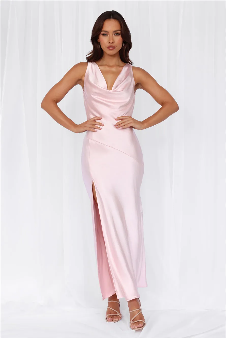 HELLO MOLLY The Loretta Cowl Satin Maxi Dress Pink sold by Hello Molly product image thumbnail 4