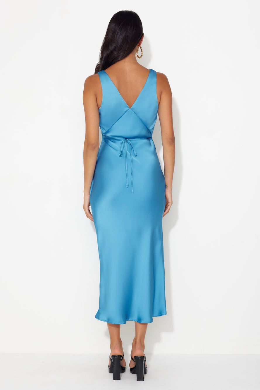 Accepting You Satin Midi Dress Blue sold by Hello Molly product image thumbnail 5