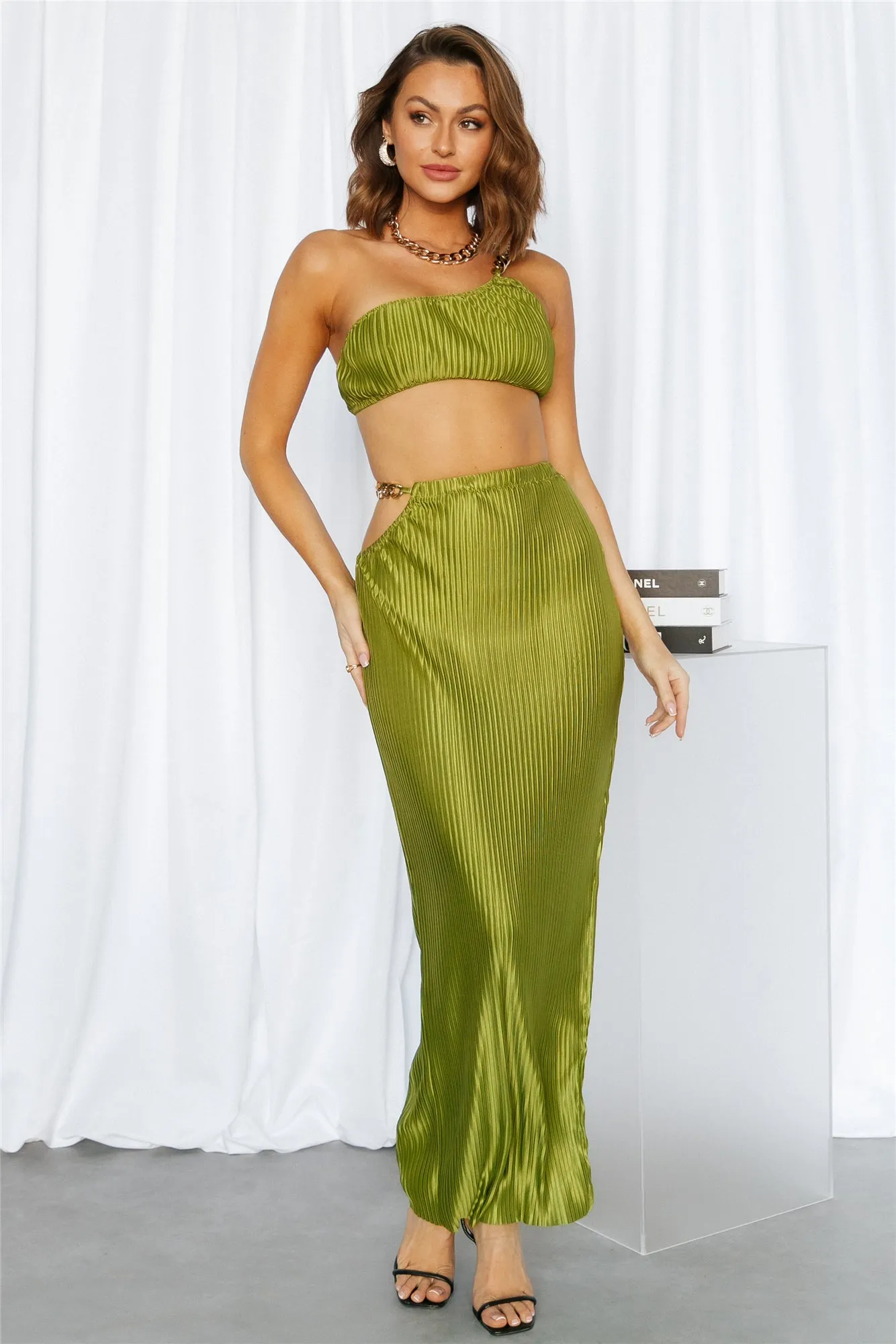 Make Me Feel Maxi Skirt Green sold by Hello Molly