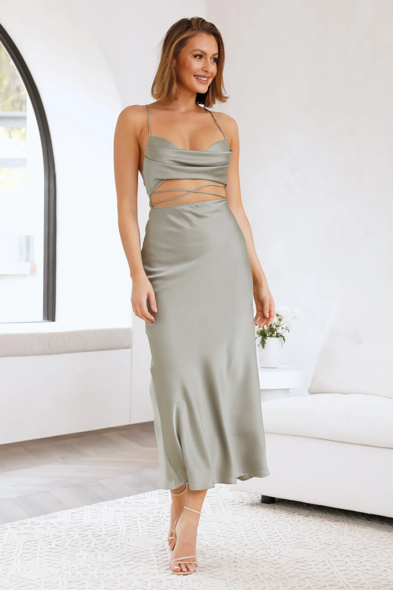 Late Night Drives Maxi Dress Khaki sold by Hello Molly product image thumbnail 4
