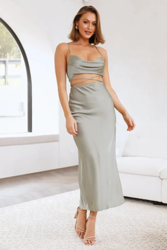 Late Night Drives Maxi Dress Khaki sold by Hello Molly