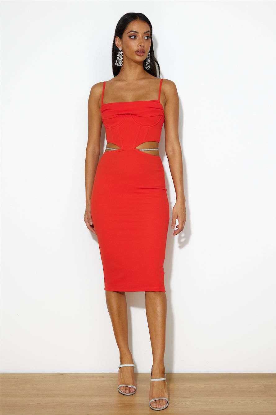 Sipping Cocktails Midi Dress Red sold by Hello Molly product image thumbnail 3