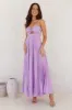 Frosted Berry Strapless Pleated Maxi Dress Lilac sold by Hello Molly