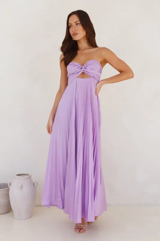 Frosted Berry Strapless Pleated Maxi Dress Lilac sold by Hello Molly