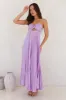 Frosted Berry Strapless Pleated Maxi Dress Lilac sold by Hello Molly