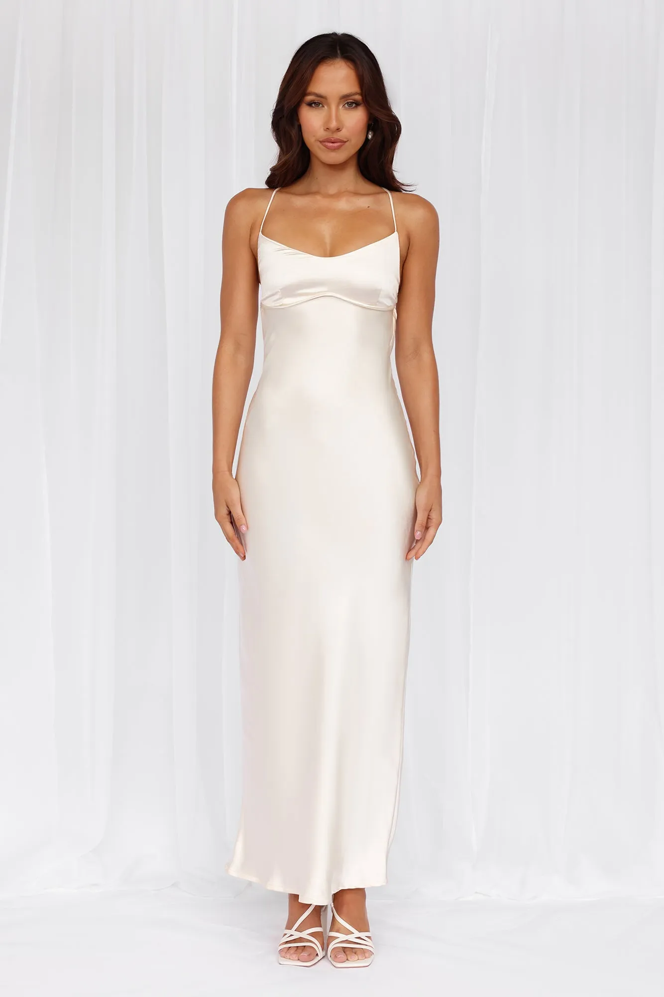 HELLO MOLLY The Samara Satin Maxi Dress Pearl sold by Hello Molly product image thumbnail 5