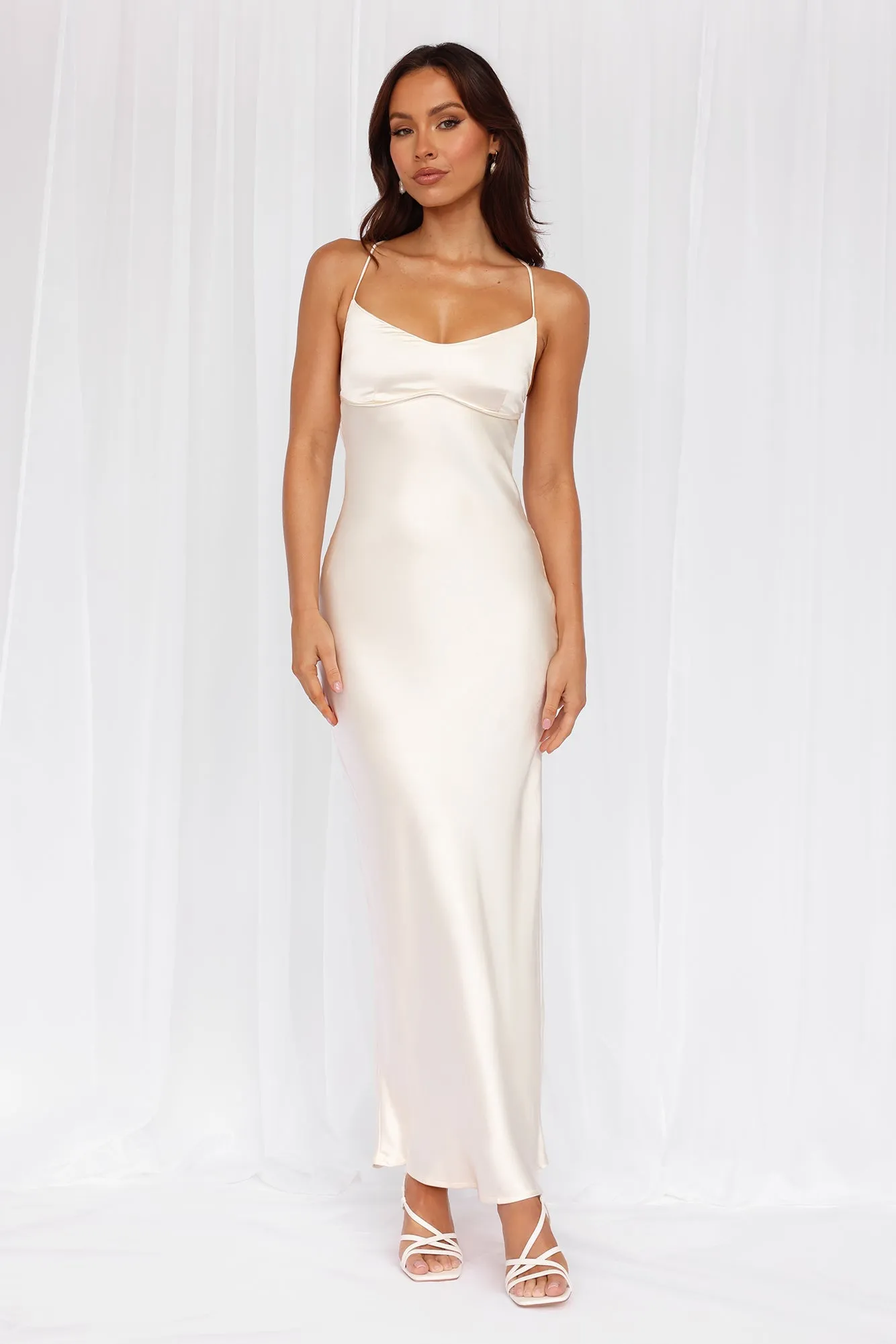 HELLO MOLLY The Samara Satin Maxi Dress Pearl sold by Hello Molly product image thumbnail 3