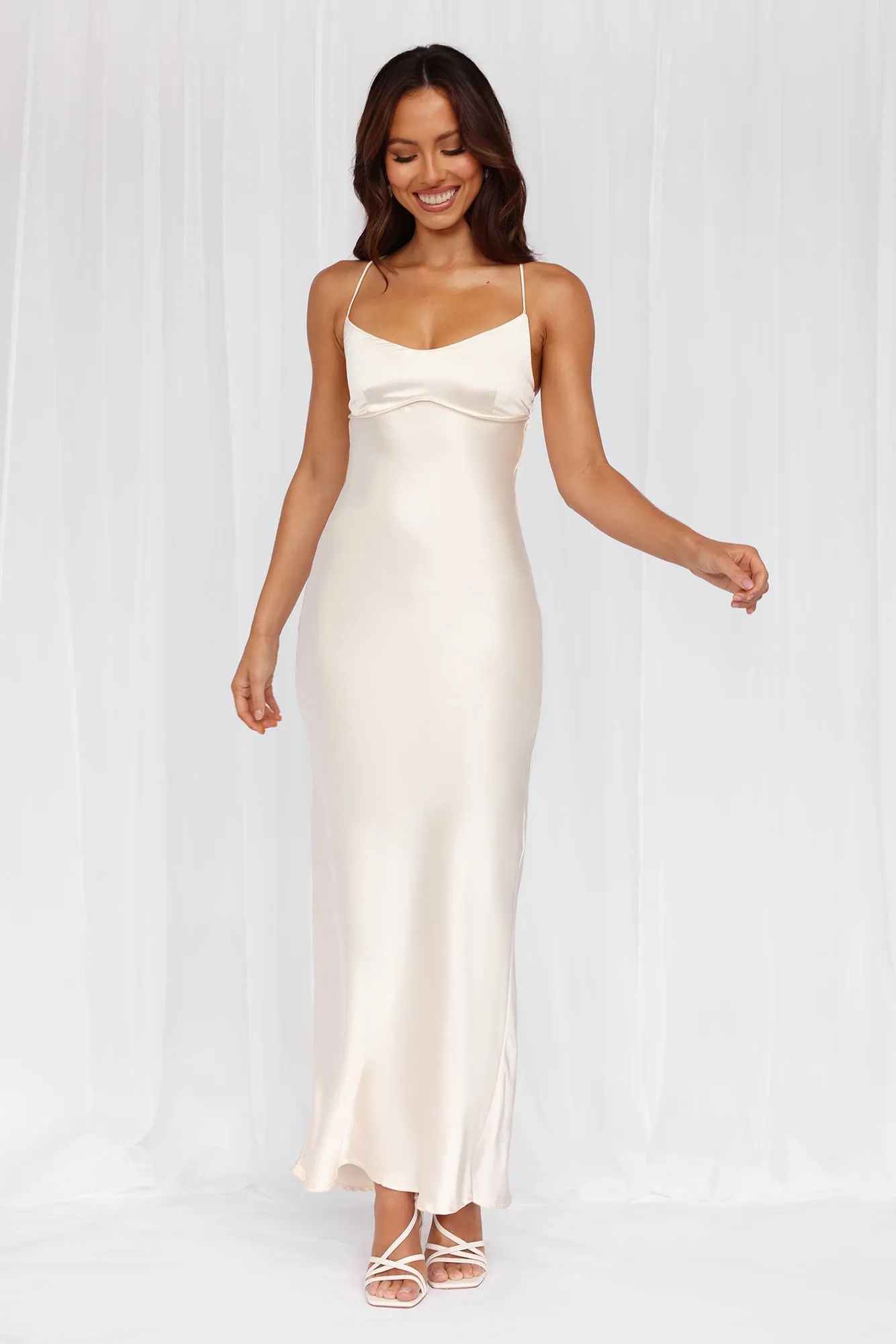 HELLO MOLLY The Samara Satin Maxi Dress Pearl sold by Hello Molly product image thumbnail 4