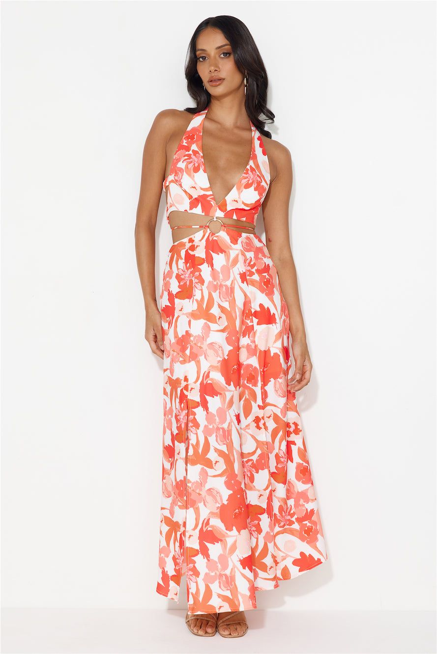 Paradise Island Halter Neck Maxi Dress Red sold by Hello Molly