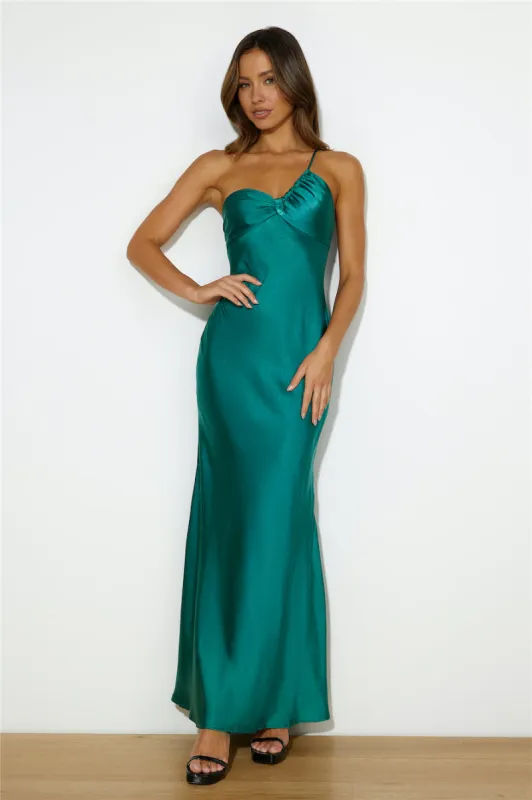 Silk Statement Satin Maxi Dress Teal sold by Hello Molly