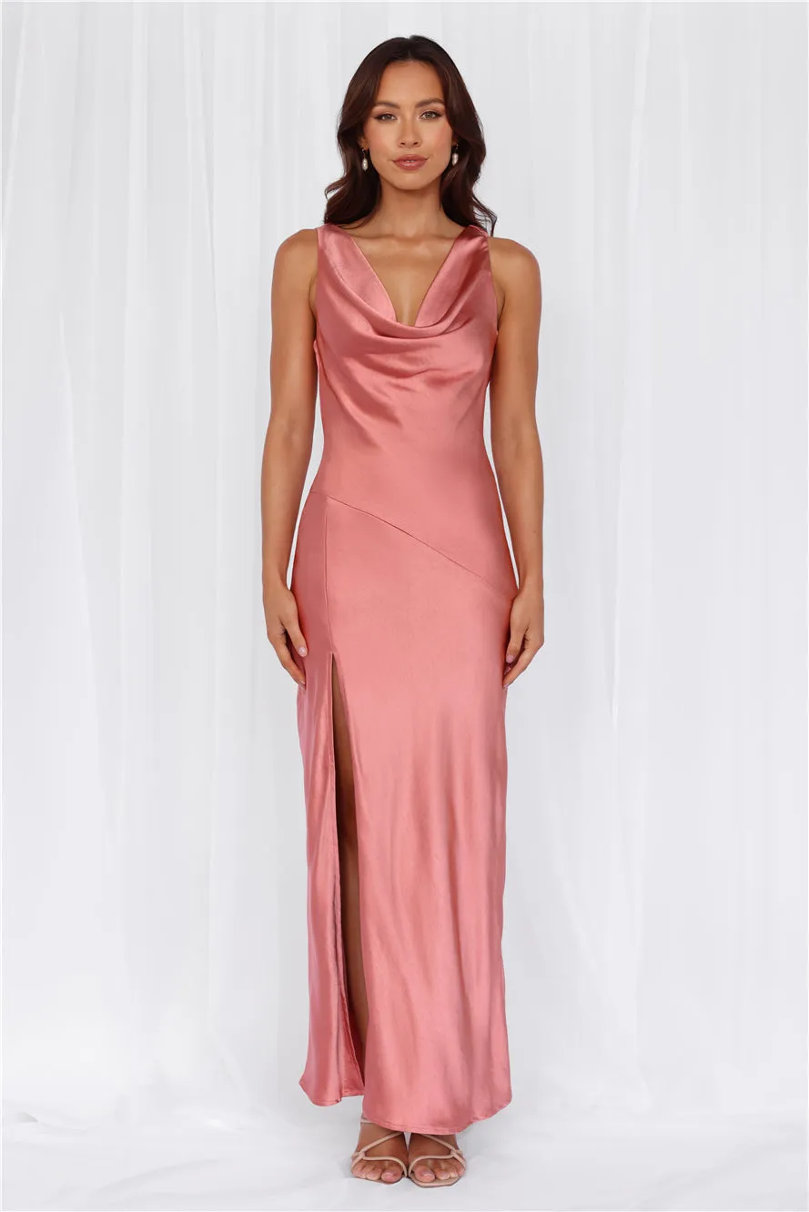 HELLO MOLLY The Loretta Cowl Satin Maxi Dress Rose sold by Hello Molly product image thumbnail 5