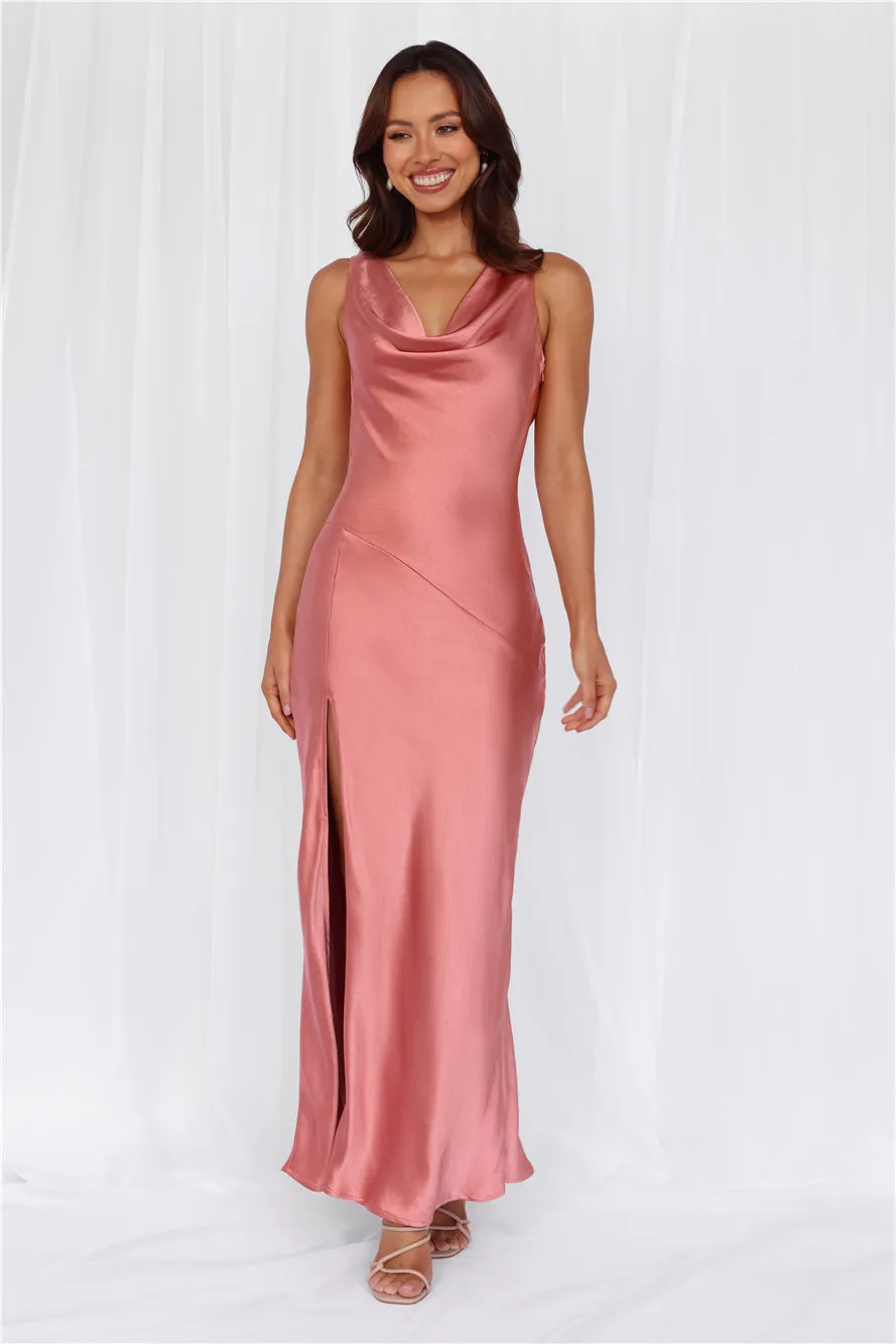 HELLO MOLLY The Loretta Cowl Satin Maxi Dress Rose sold by Hello Molly product image thumbnail 4