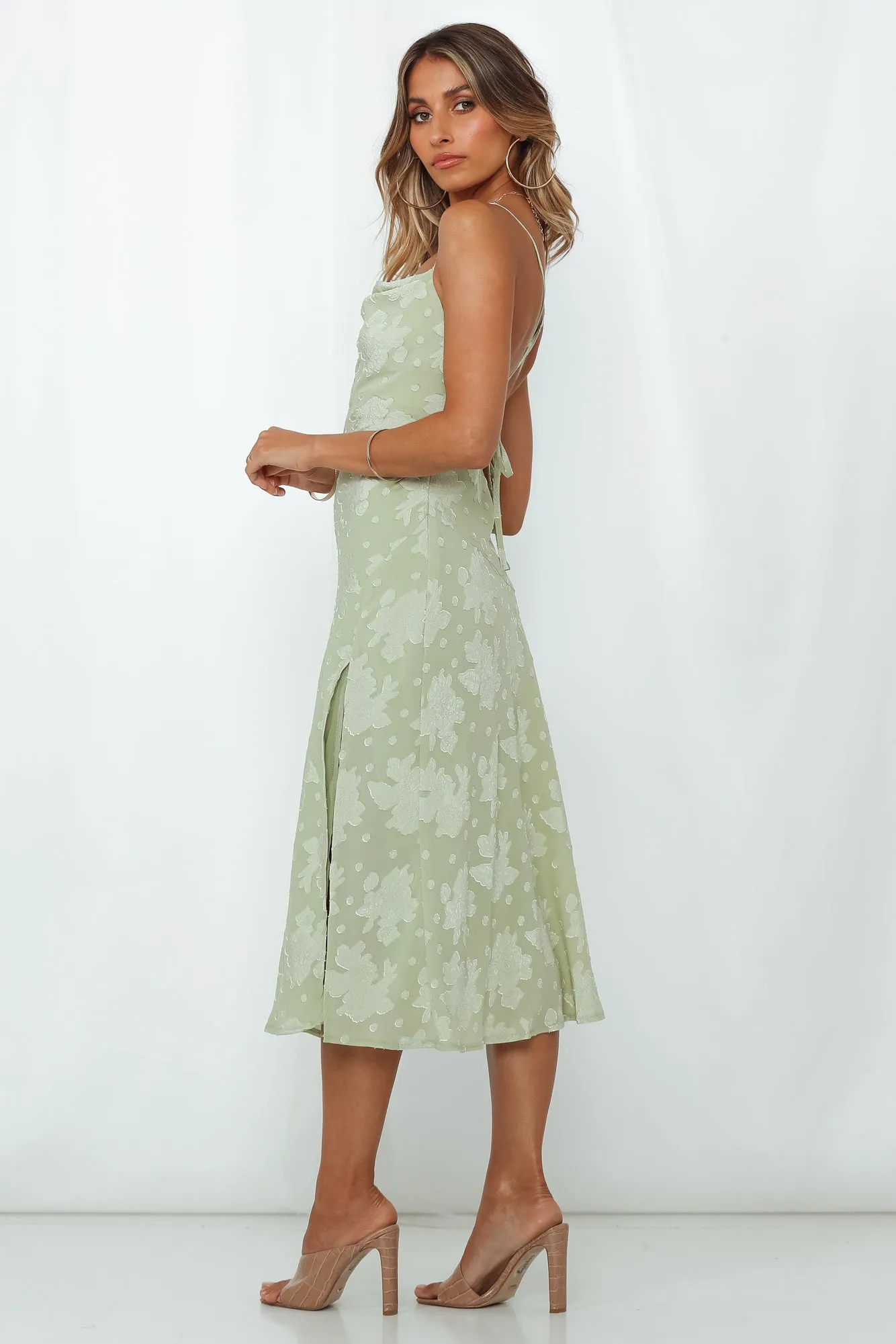 Drinks On Me Midi Dress Pistachio sold by Hello Molly product image thumbnail 3