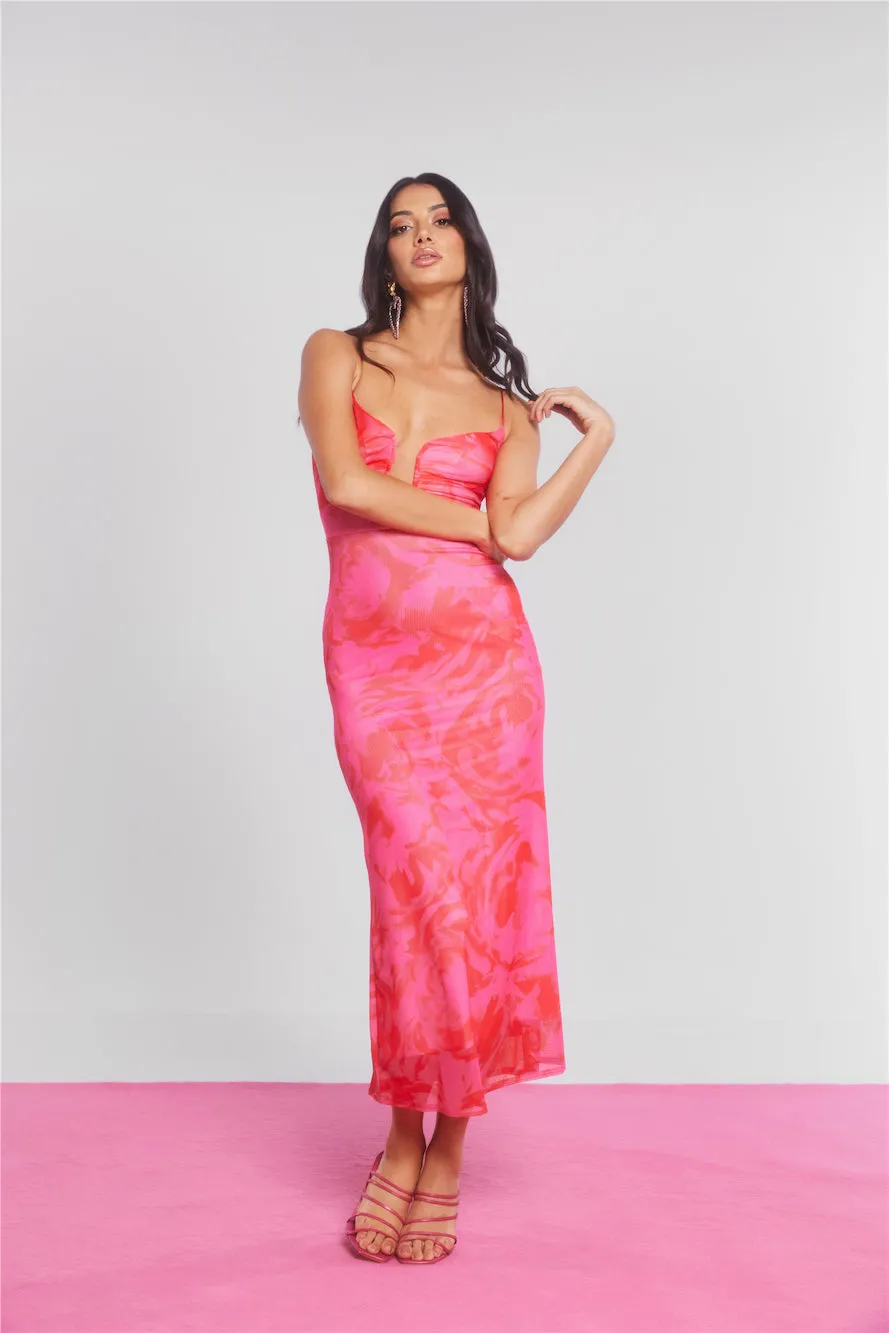 Wine And Dine Me Mesh Midi Dress Pink sold by Hello Molly product image thumbnail 3