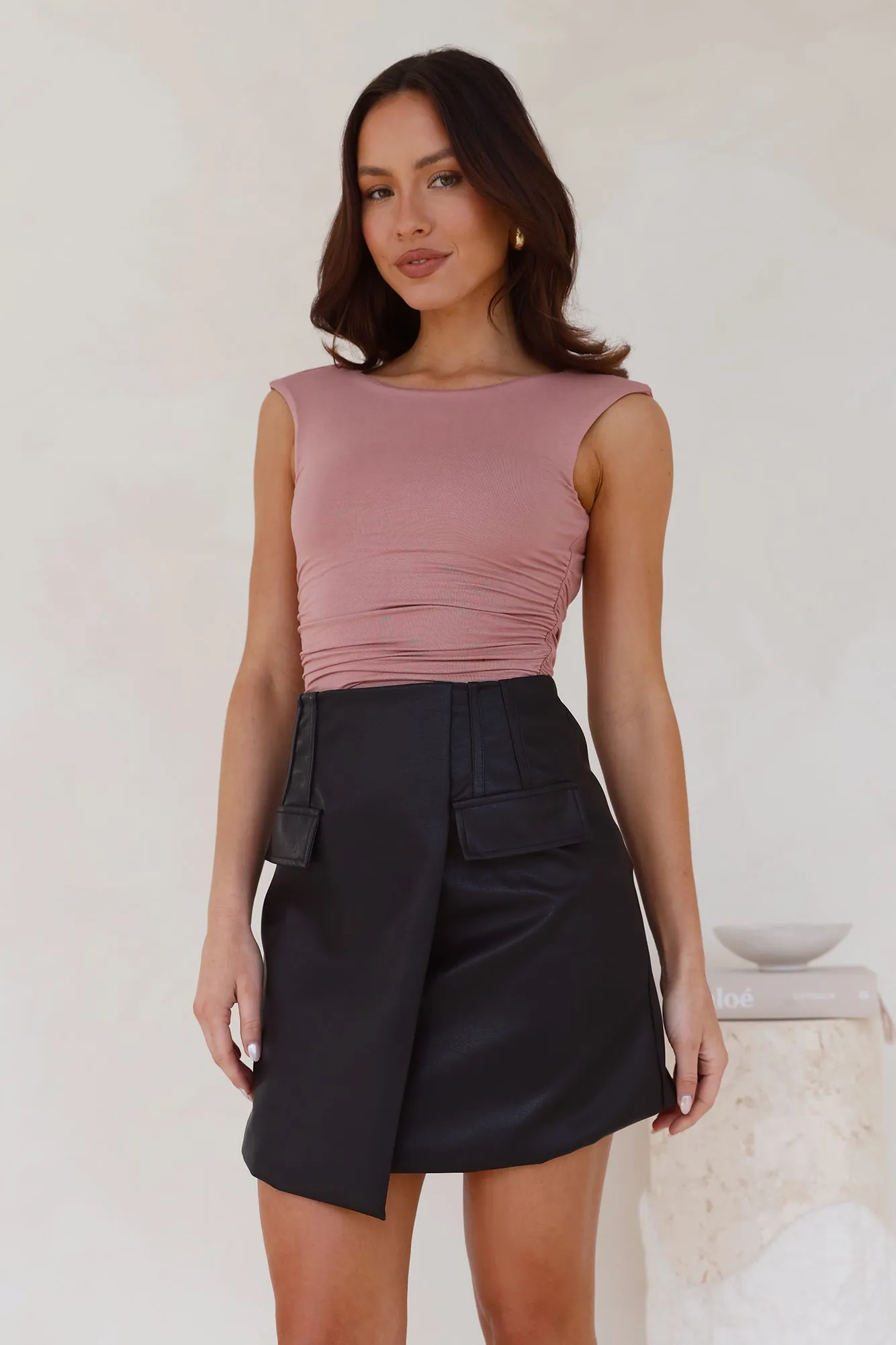 Downtown Cool Faux Leather Mini Skirt Black sold by Hello Molly product image thumbnail 3