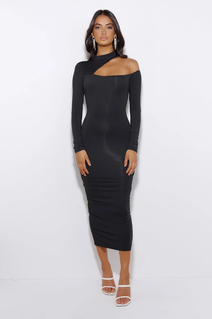 Late But Fashionable Midi Dress Black sold by Hello Molly