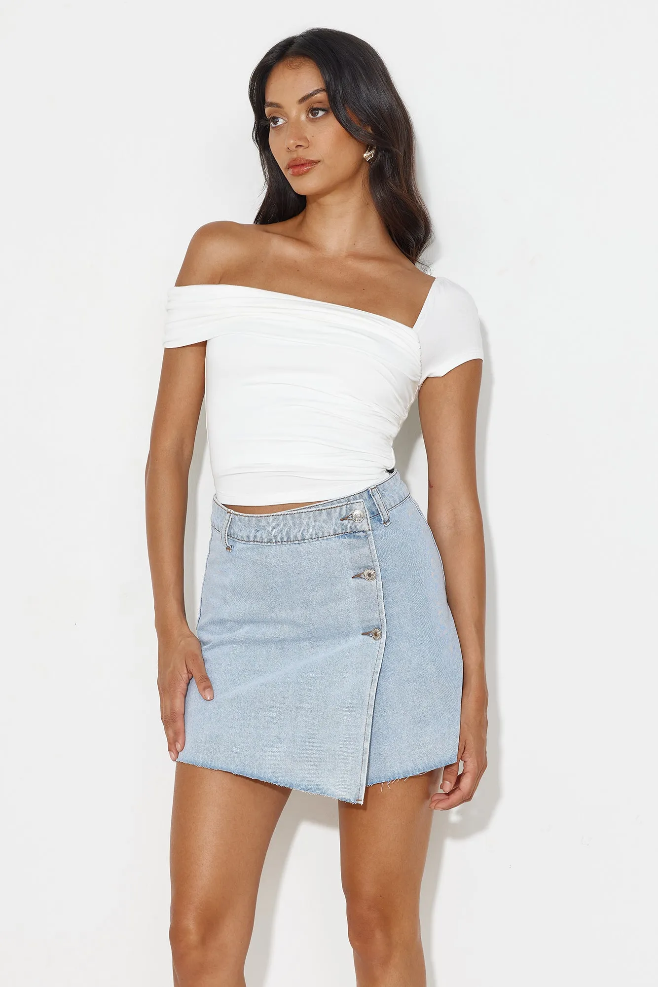 Wardrobe Staple Off Shoulder Crop Top White sold by Hello Molly product image thumbnail 5