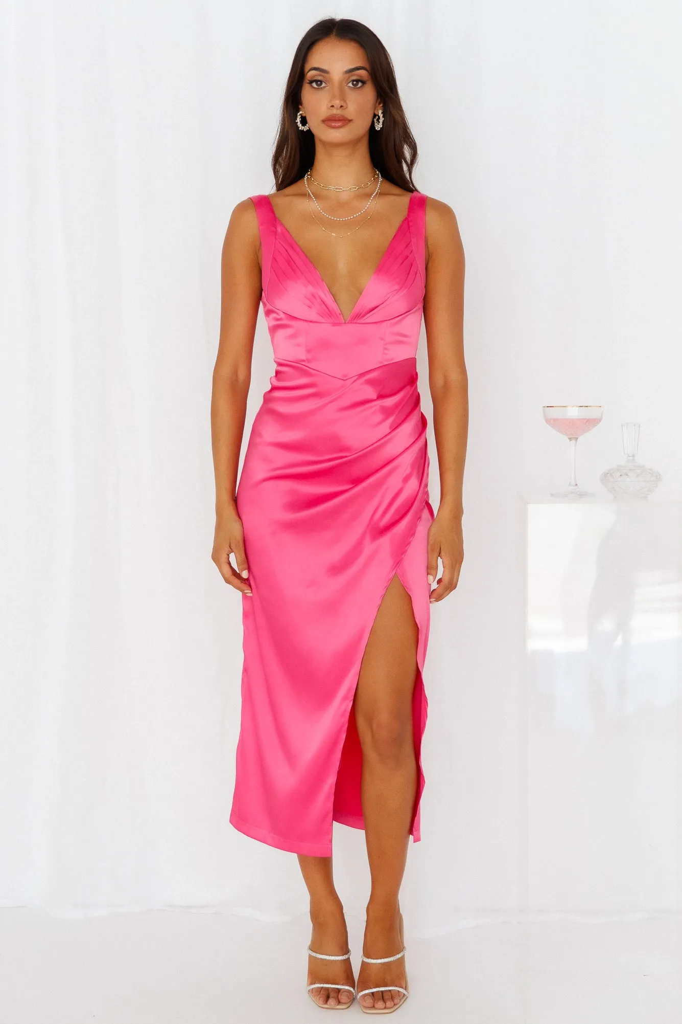 Runway Lover Midi Dress Hot Pink sold by Hello Molly product image thumbnail 2