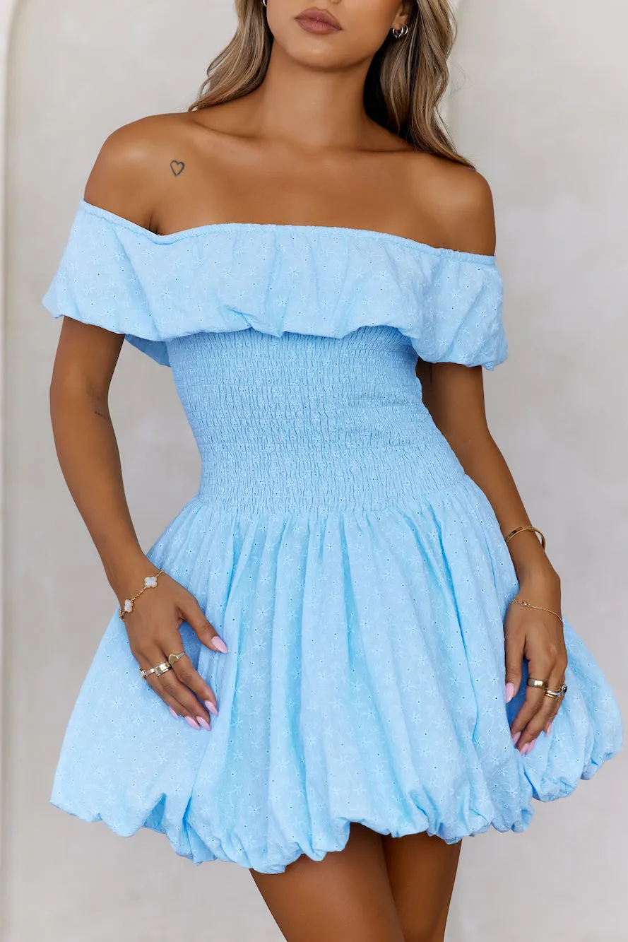 Island Light Off Shoulder Bubble Mini Dress Blue sold by Hello Molly product image thumbnail 3