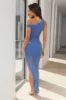HELLO MOLLY Party Style Mesh Off Shoulder Midi Dress Blue sold by Hello Molly