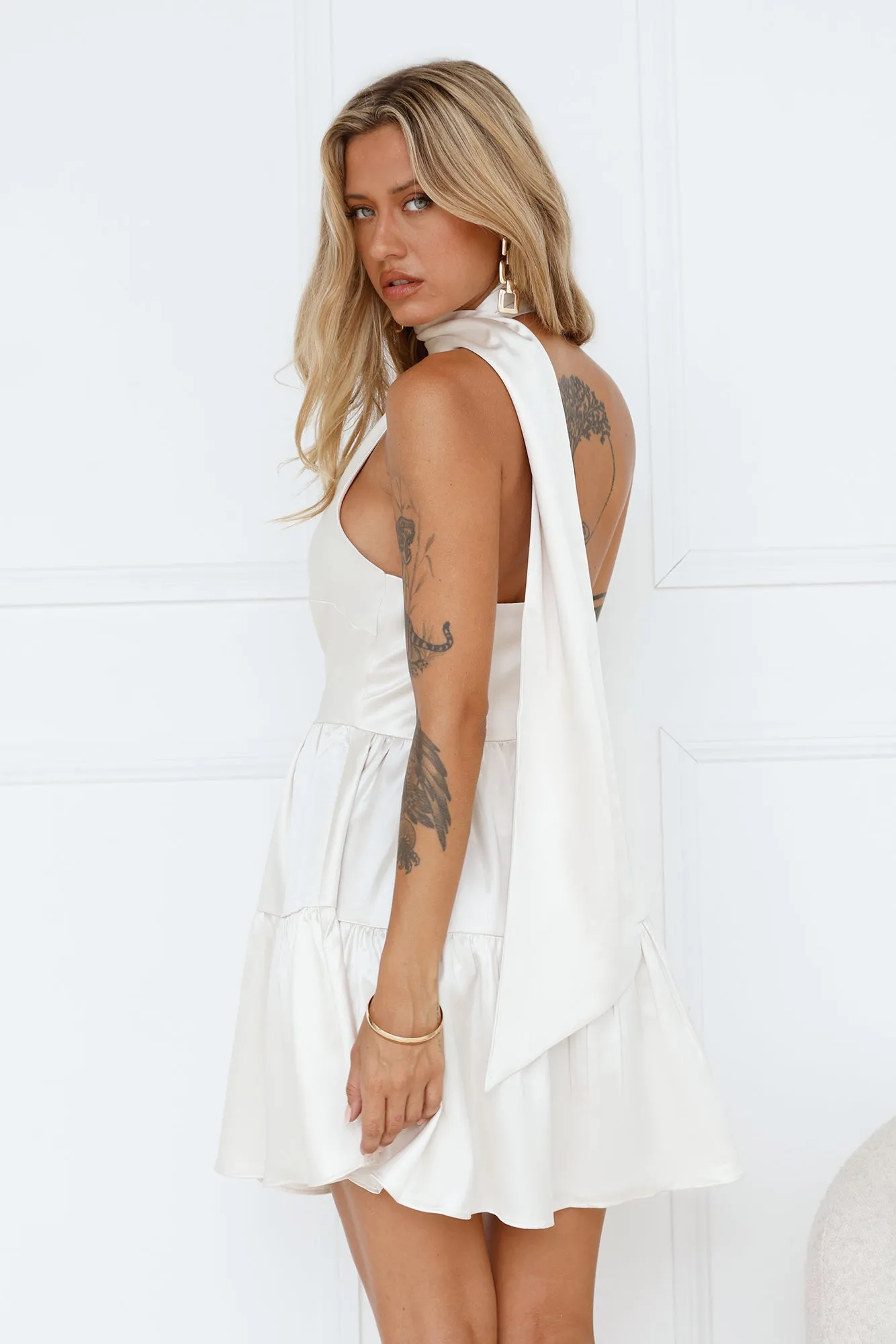 Creating Magic Satin Mini Dress Champagne sold by Hello Molly product image thumbnail 3