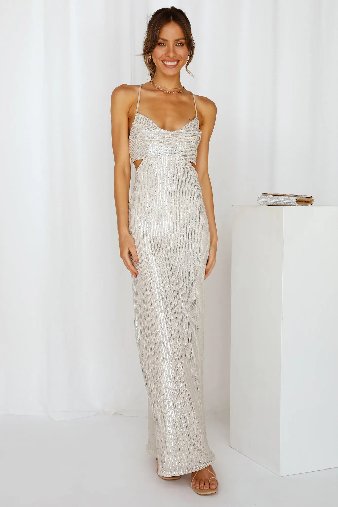 Sparkling Moment Maxi Dress Silver sold by Hello Molly product image thumbnail 3