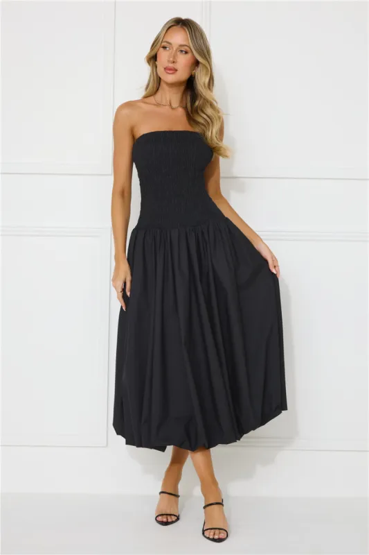 Modern Girl Style Strapless Bubble Midi Dress Black sold by Hello Molly