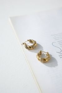 18k Gold Plated Crystal Lover Earrings Gold sold by Hello Molly