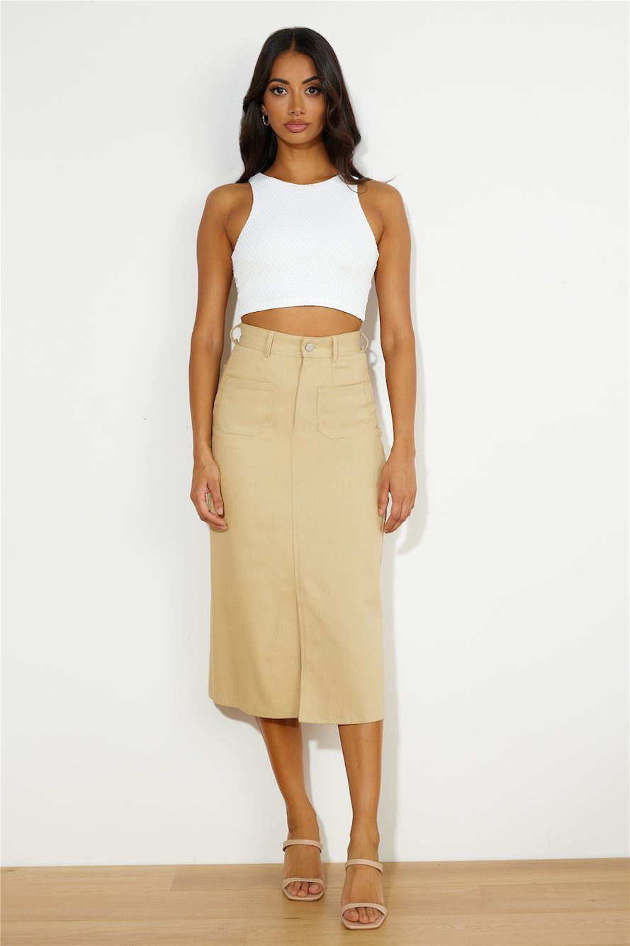 Influencer Look Midi Skirt Tan sold by Hello Molly