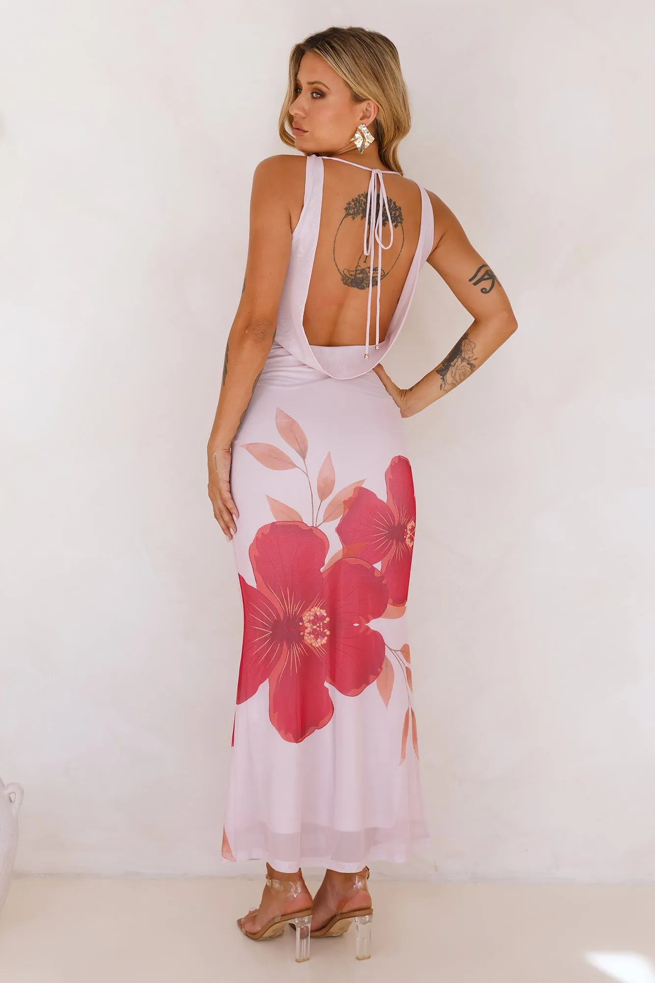 Flirtations Mesh Maxi Dress Pink sold by Hello Molly product image thumbnail 4