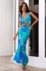 Refreshing Splash Mesh Maxi Dress Blue sold by Hello Molly