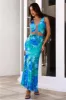 Refreshing Splash Mesh Maxi Dress Blue sold by Hello Molly