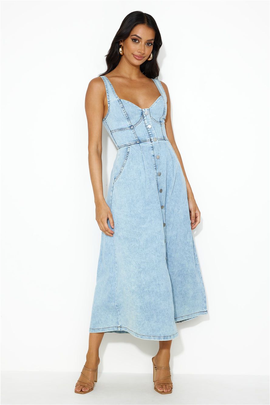 Ideal Fit Midi Dress Denim sold by Hello Molly
