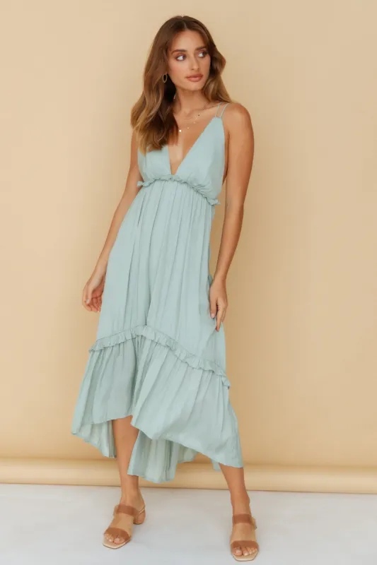 Falling Blossoms Midi Dress Pistachio sold by Hello Molly