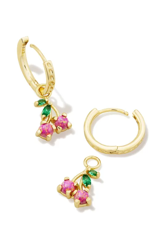 Cherry Gold Huggie Earrings Berry Kyocera Opal sold by Hello Molly